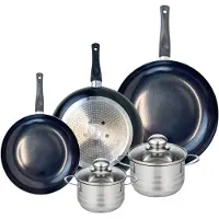 Elo Set van 3 Koekenpannen 24, 28 en 32 cm en 2 kookpotten 14 en 16 cm Elo Prima Glanzend