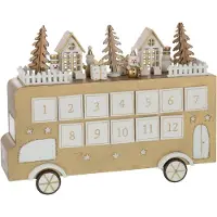 J-Line decoratie Bus Adventskalender - multiplex - goud/wit