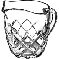 Kadax Melkkannetje van glas, melkkan met handvat, slagroomkan, kan, sauskier, kleine glazen kan voor melk, room, saus, koffie, eenvoudig te reinigen, transparant (200 ml, ruiten)