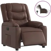vidaXL Fauteuil verstelbaar elektrisch kunstleer bruin