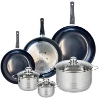 Elo Set van 3 Koekenpannen 24, 28 en 32 cm en 3 kookpotten 12, 14 en 24 cm Elo Prima Brillant