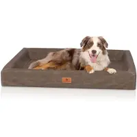 Knuffelwuff orthopedisch hondenbed Austin van kunstleer XL 105 x 80 cm bruin