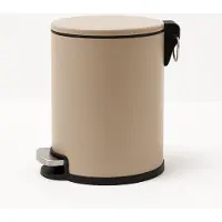 Casa Di Elturo Pedaalemmer 3 Liter - H24 cm - Taupe - Metaal - Softclose - Compacte Vuilnisbak voor Badkamer of Toilet