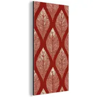 MuchoWow Aluminium schilderij 40x80 cm - Wanddecoratie metaal - Bladeren - Rood - Elegant - Metalen muurdecoratie woonkamer - Decoratie industrieel - Foto op dibond - Industriële accessoires slaapkamer