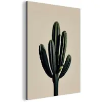 MuchoWow Aluminium schilderij 90x120 cm - Wanddecoratie metaal - Cactus - Subtiel - Groen - Metalen muurdecoratie woonkamer - Decoratie industrieel - Foto op dibond - Industriële accessoires slaapkamer