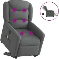 vidaXL Sta-op-massagestoel elektrisch verstelbaar stof donkergrijs