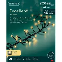 Lumineo Lichtslingers EXCELLENT TWINKLE, 2208 LED's, 35 meter, zacht goud, zwart