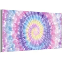 MuchoWow Aluminium schilderij 80x40 cm - Wanddecoratie metaal - Spiraal - Tie dye - Pasteltinten - Metalen muurdecoratie woonkamer - Decoratie industrieel - Foto op dibond - Industriële accessoires slaapkamer