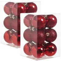COSY&TRENDY Cosy & Trendy Kerstballen - 24x stuks - rood - kunststof - 6 cm -onbreekbaar - kerstversiering