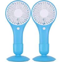 Urban Living Draagbare USB ventilator met standaard - 2x - lichtblauw - 20 x 10 cm