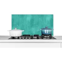 KitchenYeah Spatscherm Keuken - Kookplaat Achterwand - Spatwand Fornuis - 90x45 cm - Verf - Patronen - Turquoise - Aluminium - Wanddecoratie - Muurbeschermer - Hittebestendig