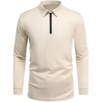 Allthemen Heren Lange Mouw Rek T-Shirt - Oversize Polo Met Halve Rits - M