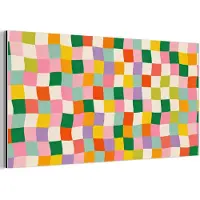 MuchoWow Aluminium schilderij 120x60 cm - Wanddecoratie metaal - Vierkanten - Kleurrijk - Golvend - Metalen muurdecoratie woonkamer - Decoratie industrieel - Foto op dibond - Industriële accessoires slaapkamer