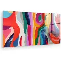 MuchoWow Glasschilderij 120x60 cm - Schilderij acrylglas - Abstract - Kleurrijk - Golven - Lijnen - Foto op glas - Muurdecoratie woonkamer - Wanddecoratie slaapkamer - Schilderijen