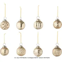 J-Line kerstbal 8 Patronen - glas - goud - doos van 40