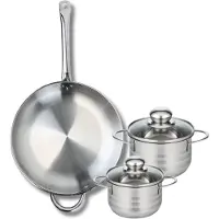 Elo Set van 1 Koekenpan 32 cm en 2 kookpotten 14 en 16 cm Elo Profi Brillant