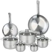 Elo Set van 2 Bakpannen 24 en 32 cm en 5 Kookpotten 12, 14, 16, 20 en 24 cm Elo Profi Brillant
