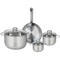 Elo Set van 1 Koekenpan 24 cm en 3 kookpotten 12, 14 en 24 cm Elo Profi Brillant