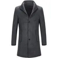 Allthemen Heren Winterjas - Effen Stand Kraag Middellange - 3XL