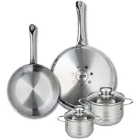 Elo Set van 2 Koekenpannen 24 en 28 cm en 2 kookpotten 12 en 14 cm Elo Profi Brillant