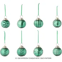 J-Line kerstbal 8 Patronen - glas - groen - doos van 40