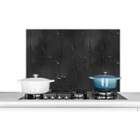 KitchenYeah Spatscherm Keuken - Kookplaat Achterwand - Spatwand Fornuis - 80x55 cm - Verf - Zwart - Patronen - Aluminium - Wanddecoratie - Muurbeschermer - Hittebestendig