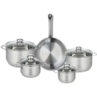 Elo Set van 1 Koekenpan 28 cm en 4 kookpotten 14, 16, 20 en 24 cm Elo Profi Brillant