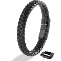 SERASAR Premium Echt Leren Armband voor Heren [Steady] Zwart, 20 cm, Magnetische Sluiting van Roestvrij Staal, Inclusief geschenkdoos
