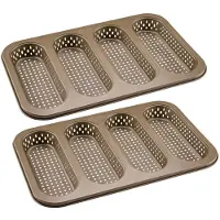 Zenker Set van 2 Geperforeerde broodvormen 4 mini baguettes 33 x 22 cm Mojave Gold