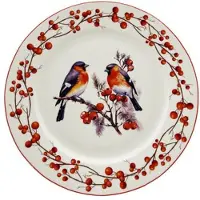 Duo Kerstvogels 3 Groot Bord - Porselein, 27cm