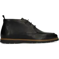 Manfield Zwarte leren veterschoenen | Maat 44