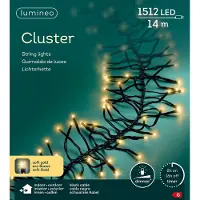 Kaemingk Led cluster 14 meter 1512 LED zwart/soft gold Lumineo