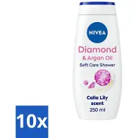 Nivea 10 x - Diamond Touch Douchegel - Sensuele Leliegeur - 250 ml - Douchegel - Diamantpoeder - Witte Aronskelk - Hydratatie - Luxe Douchegel