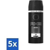 Axe 5 x Deodorant Bodyspray Black 150 ml - Deodorant Bodyspray - Anti-transpirant - Zweetgeur - Sandelhout Geur - Munt Geur