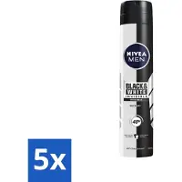 Nivea 5 x - Men - Deodorant - Spray - Black & White Invisible Original - 150 ml - Deodorant Spray - Anti-transpirant - 48 Uur Bescherming - Anti-vlek - Zwart En Wit