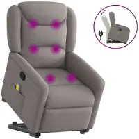 vidaXL Sta-op-massagestoel verstelbaar stof taupe