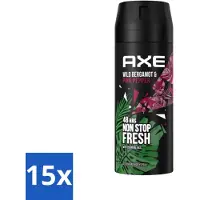 Axe 15 x - Deodorant Bodyspray - 48hrs Fresh - Wild Bergamot & Pink Pepper - 150 ml - 48 Uur Bescherming - Zweetbestendig - Geurbestendig - Bergamot - Roze Peper