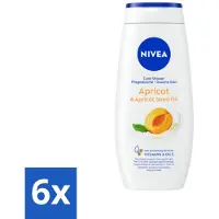Nivea 6 x - Douchegel - Soft Apricot - Huidbeschermend - 250 ml - Douchegel - Huidbeschermend - Abrikozenpitolie - Druivenpitolie - Vitamine C