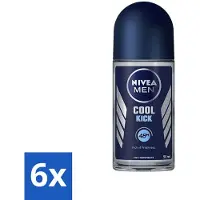 Nivea 6 x - Deo Roll-On - Men - Cool Kick FM - Anti-Transpirant - 50 ml - Anti-transpirant - Deodorant - Zweetbestendig - Frisheid - Koelboost