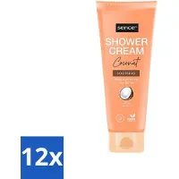 Sence 12 x - Coconut - Douchecrème - Verzorgend - 200 ml - Douchecrème Kokos - Kokos Geur - Hydraterende Douchecrème - Verzorgende Douche - Zachte Huid