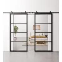Barnwoodweb Schuifdeur Staal en Glas Dubbel 4 vaks