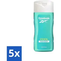 Reebok 5 x - Cool Your Body - Douchegel - 400 ml - Douchegel - Menthol - Aloe Vera - Verkoelende Douchegel - Frisse Geur
