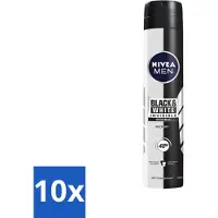 Nivea 10 x - Men - Deodorant - Spray - Black & White Invisible Original - 150 ml - Deodorant Spray - Anti-transpirant - 48 Uur Bescherming - Anti-vlek - Zwart En Wit