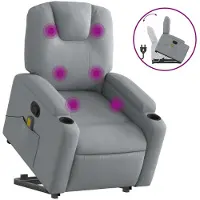 vidaXL Sta-op-massagestoel verstelbaar stof lichtgrijs