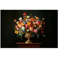 PosterMonkey Poster 30x20 cm - Goud - Bloemen - Kleuren - Vaas - Posters - Kamer decoratie - Wanddecoratie woonkamer - Muurdecoratie slaapkamer