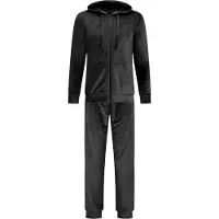 Gaubert Dames Velours Fluweel Huispak met Rits - Loungeset - Joggingpak - Trainingspak - Loungewear Dames - Zwart - Maat M - 2601