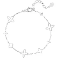 Yehwang Bracelet with open clover charms - Zilver- Stainless Steel - - Armband
