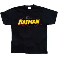 DC Comics Batman Heren Tshirt -M- Retro Logo Zwart