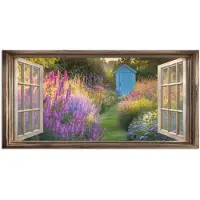 PosterMonkey Poster 40x20 cm - Doorkijk - Bloemen - Raam - Natuur - Posters - Kamer decoratie - Wanddecoratie woonkamer - Muurdecoratie slaapkamer