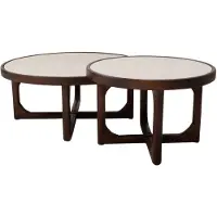 Giga Meubel Salontafel Ayase Marmer Donkerbruin Set van 2